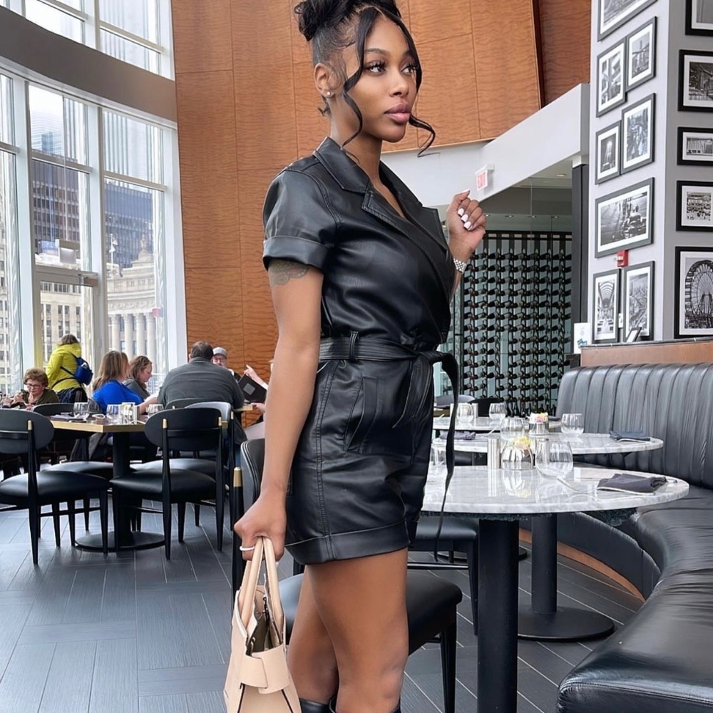 Free People Vegan Leather Romper